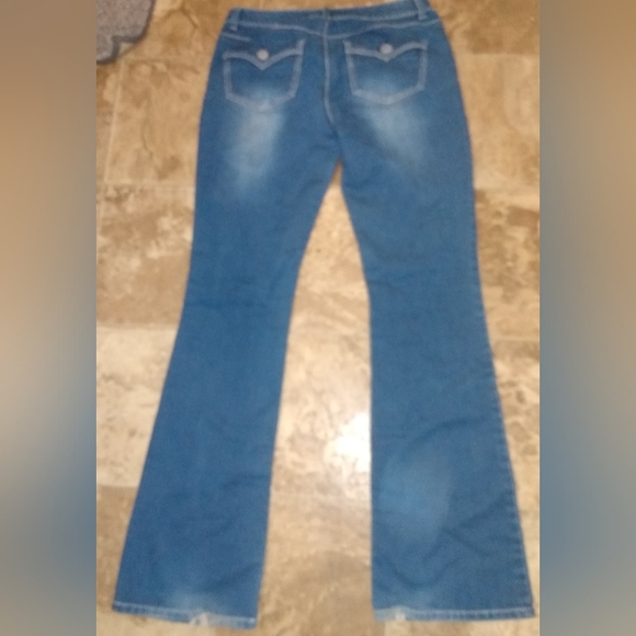 Juniors Twentyone Black Rue 21 Jeans 5/6R  Blue Denim Boot Cut Button Pockets - Picture 5 of 6